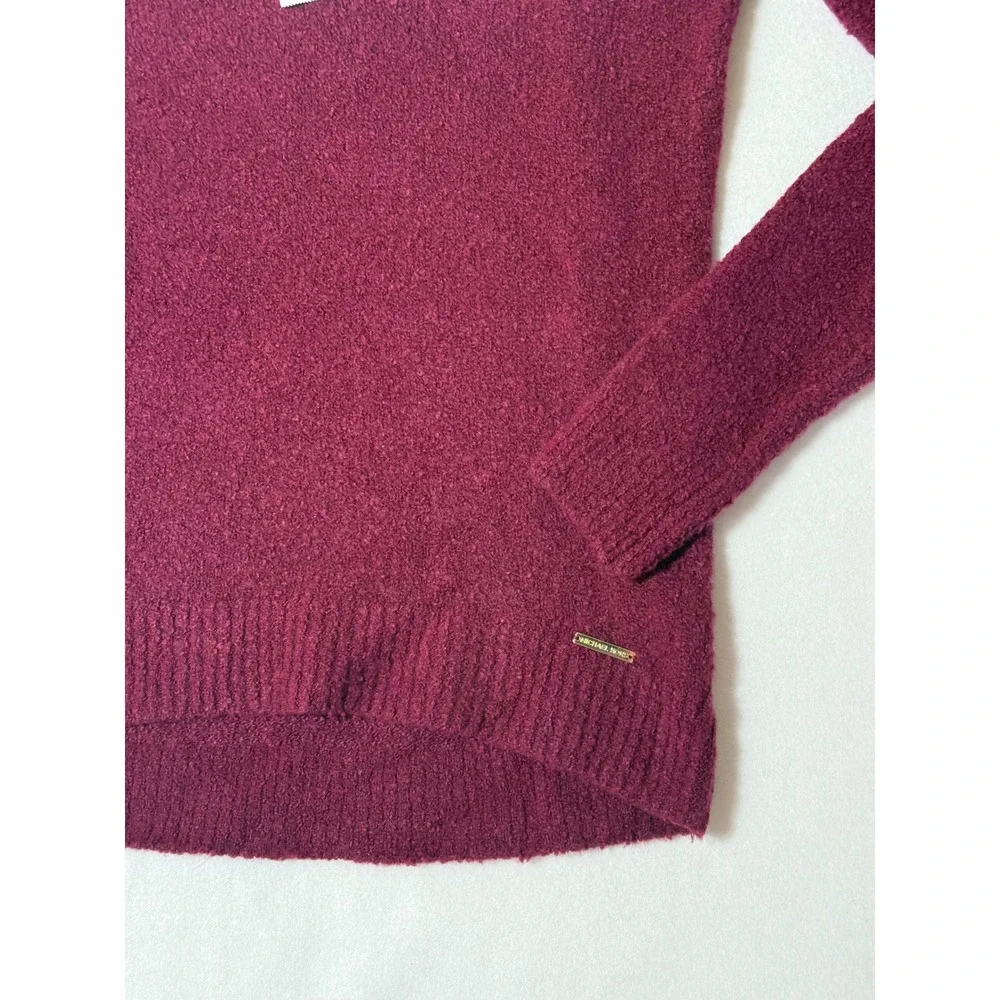 Michael Kors Burgundy V-Neck Merino Wool Alpaca Blend Sweater QF76DN67PU NWT S‎